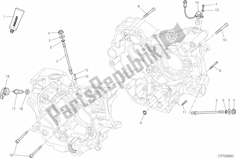 Alle onderdelen voor de 10a - Paar Halve Carters van de Ducati Hypermotard Brasil 821 2014